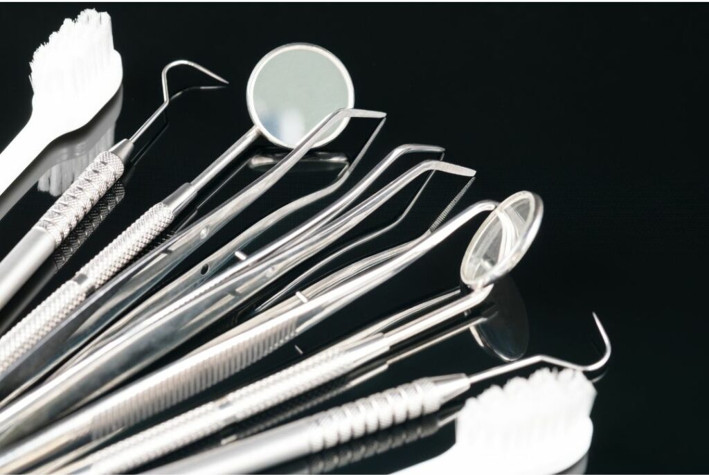 Black and White Picture of Dental Tools